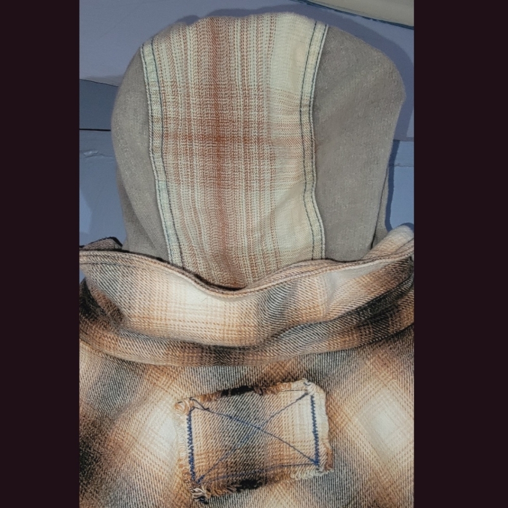 We The Free People BLUE RIDGE Mixed Plaid + Media Hoodie Hooded Jacket Shacket - Picture 14 of 16